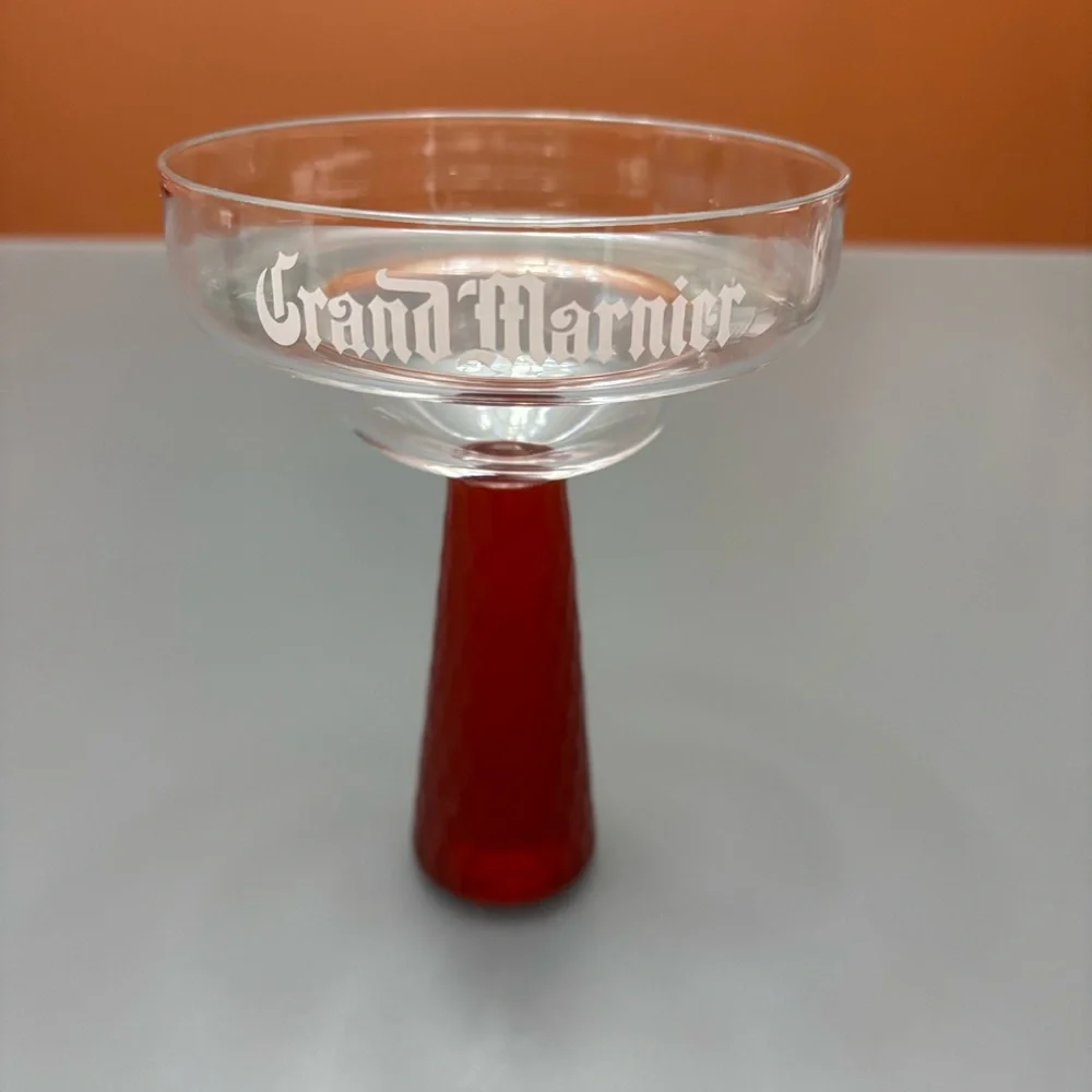Grand Mariner Cocktail Margarita Glass with Red Honey Comb Stem Vintage 1990s
